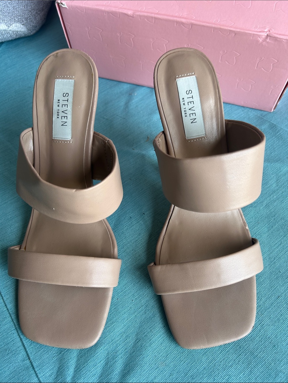 Steve Madden Nude/Tan Double Band Slide Mules